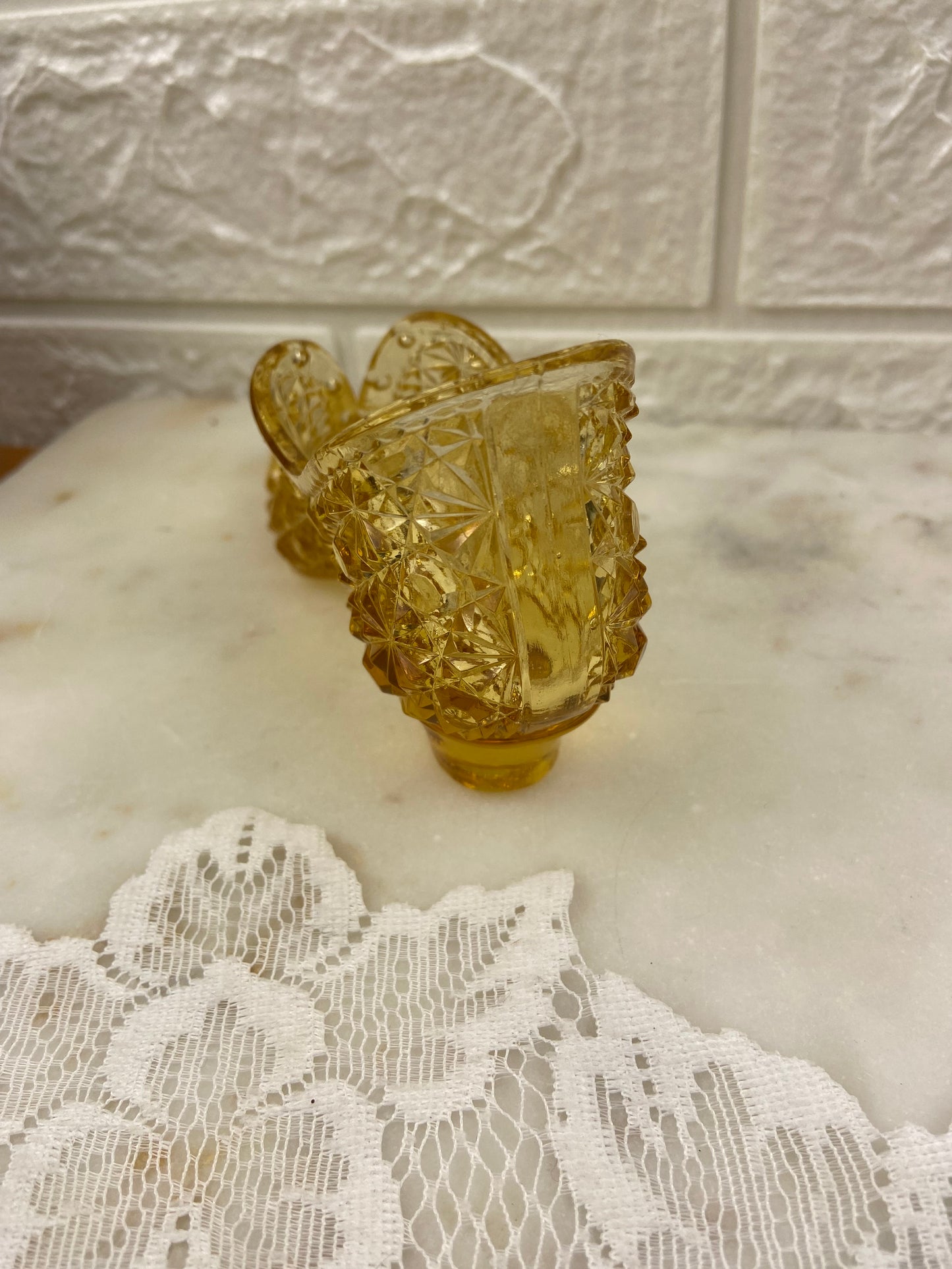 Victorian Era Amber Glass Slipper by George Duncan & Sons | Antique EAPG