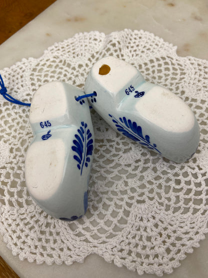 Pair of Small Delft-Style Porcelain Clogs