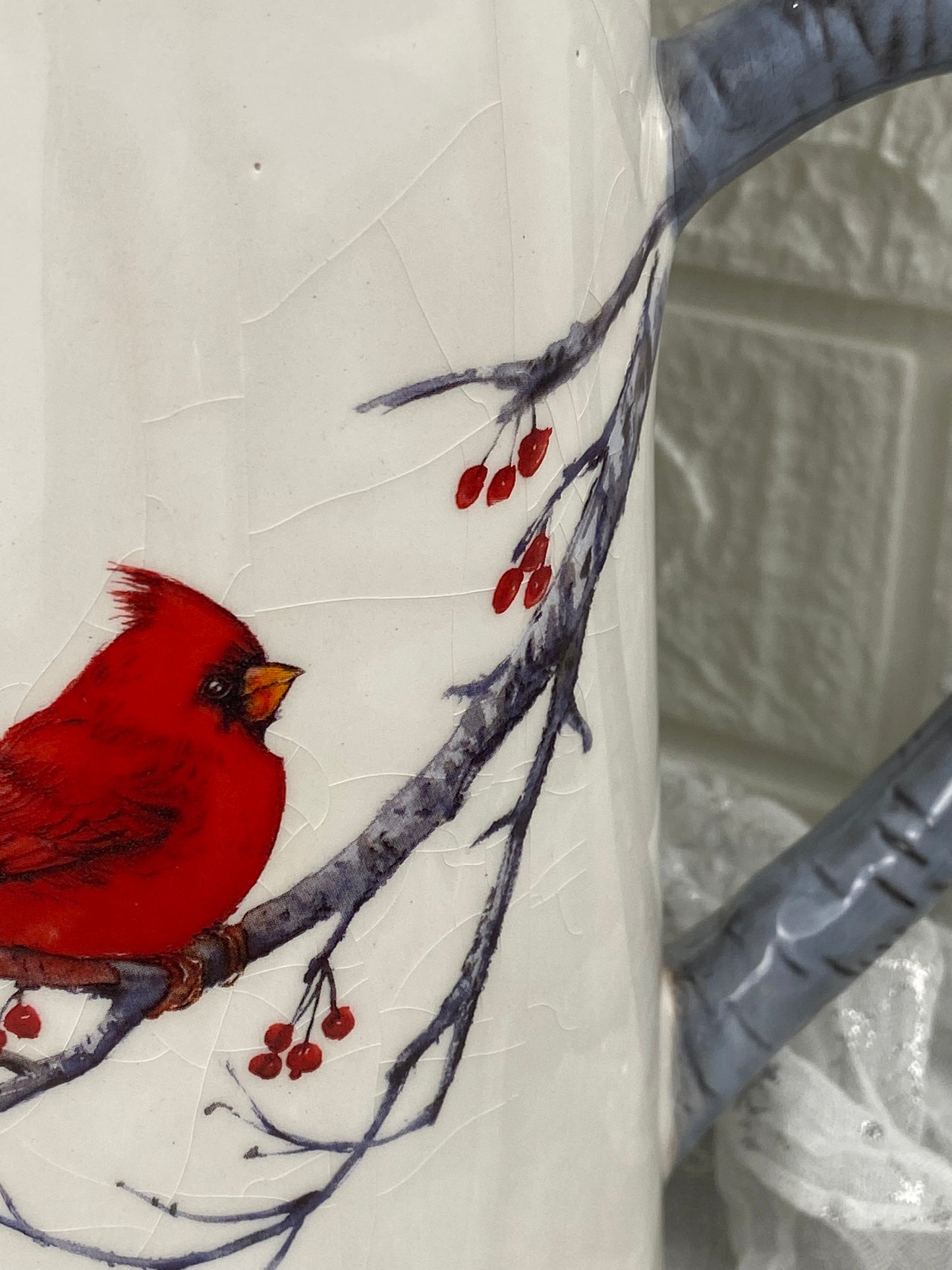 Red Cardinal Ceramic Christmas Pitcher