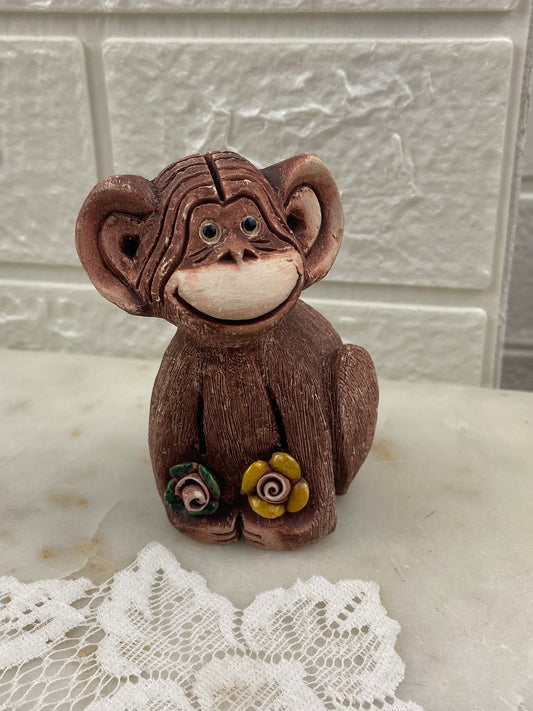 Handmade Clay Monkey Sculpture by Artesania Rinconada