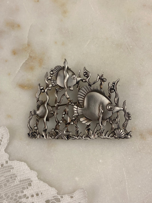 Large Jonette Jewelry (JJ) Designer Brooch | Under the Sea