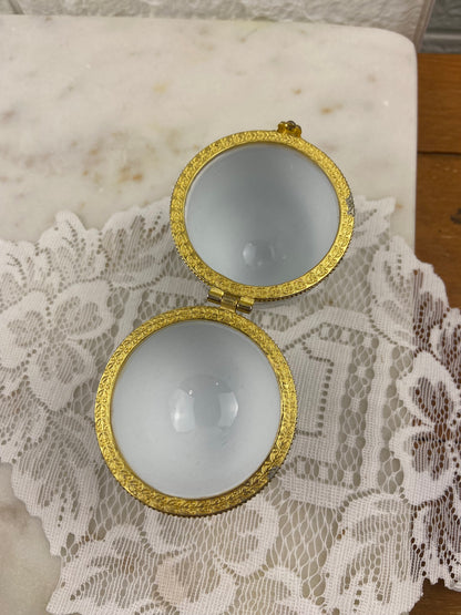 Footed Porcelain Egg-Shaped Trinket Box