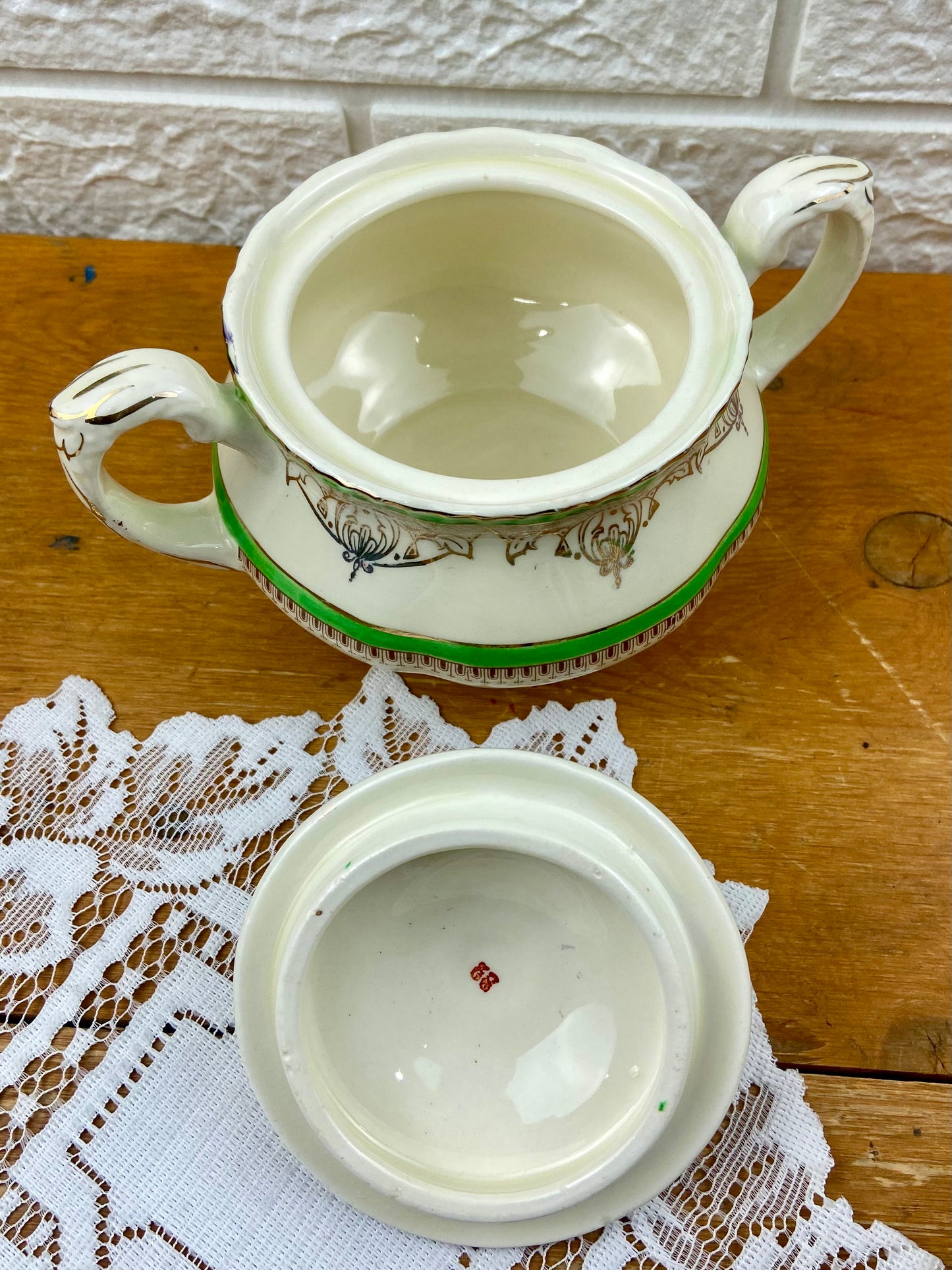 Porcelain Creamer and Sugar Bowl by W.H. Grindley