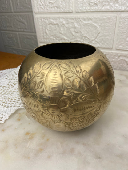 Polished Round Brass Vase