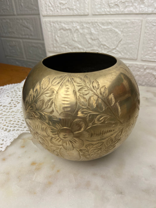 Polished Round Brass Vase