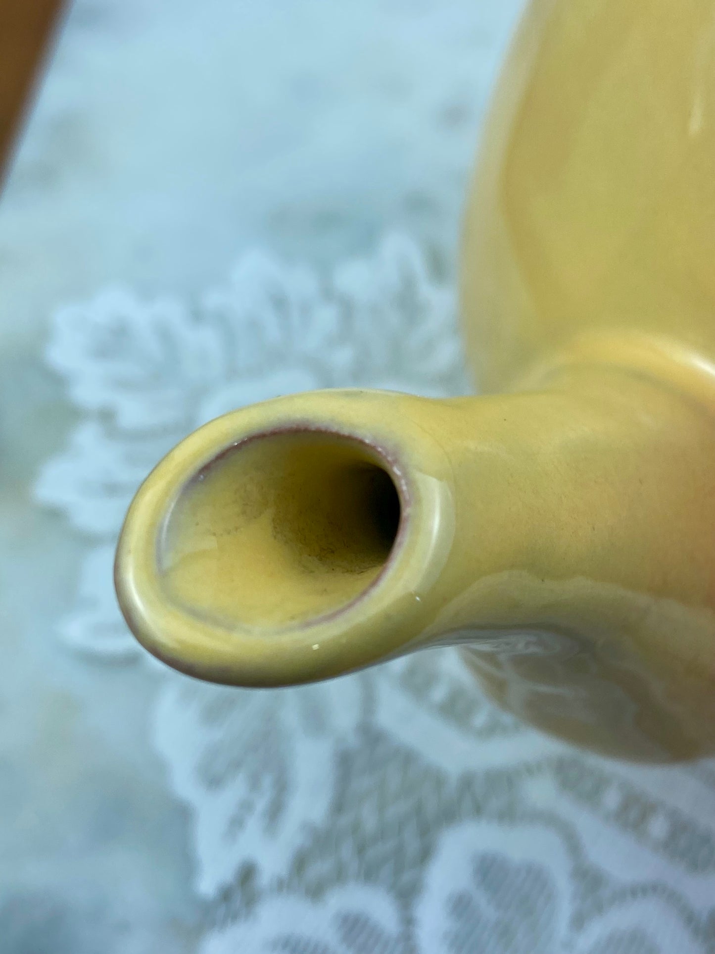 Hand Painted Block Molde Peach Teapot by Barbara Eigen