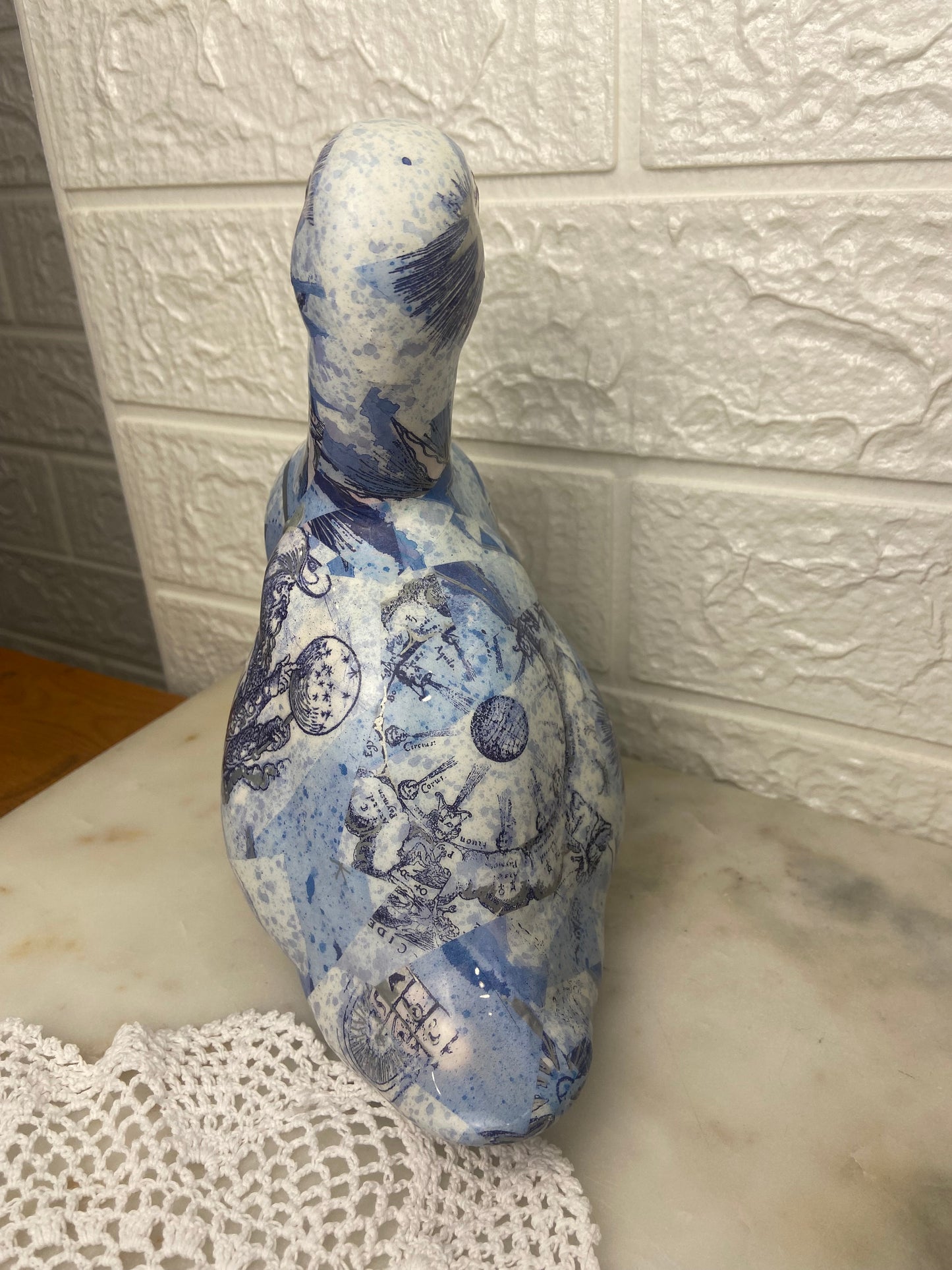 Blue Decoupage Duck