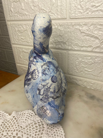 Blue Decoupage Duck