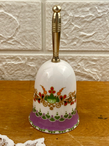 Porcelain Bell with Polished Brass Handle and Clay Ringer