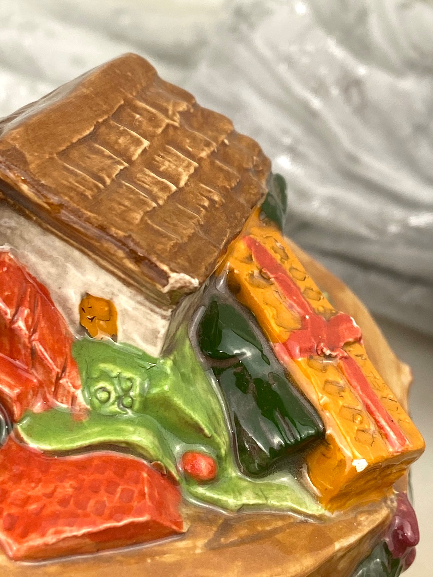 Handmade Old World Ceramic Santa with Toy Boat and Animals