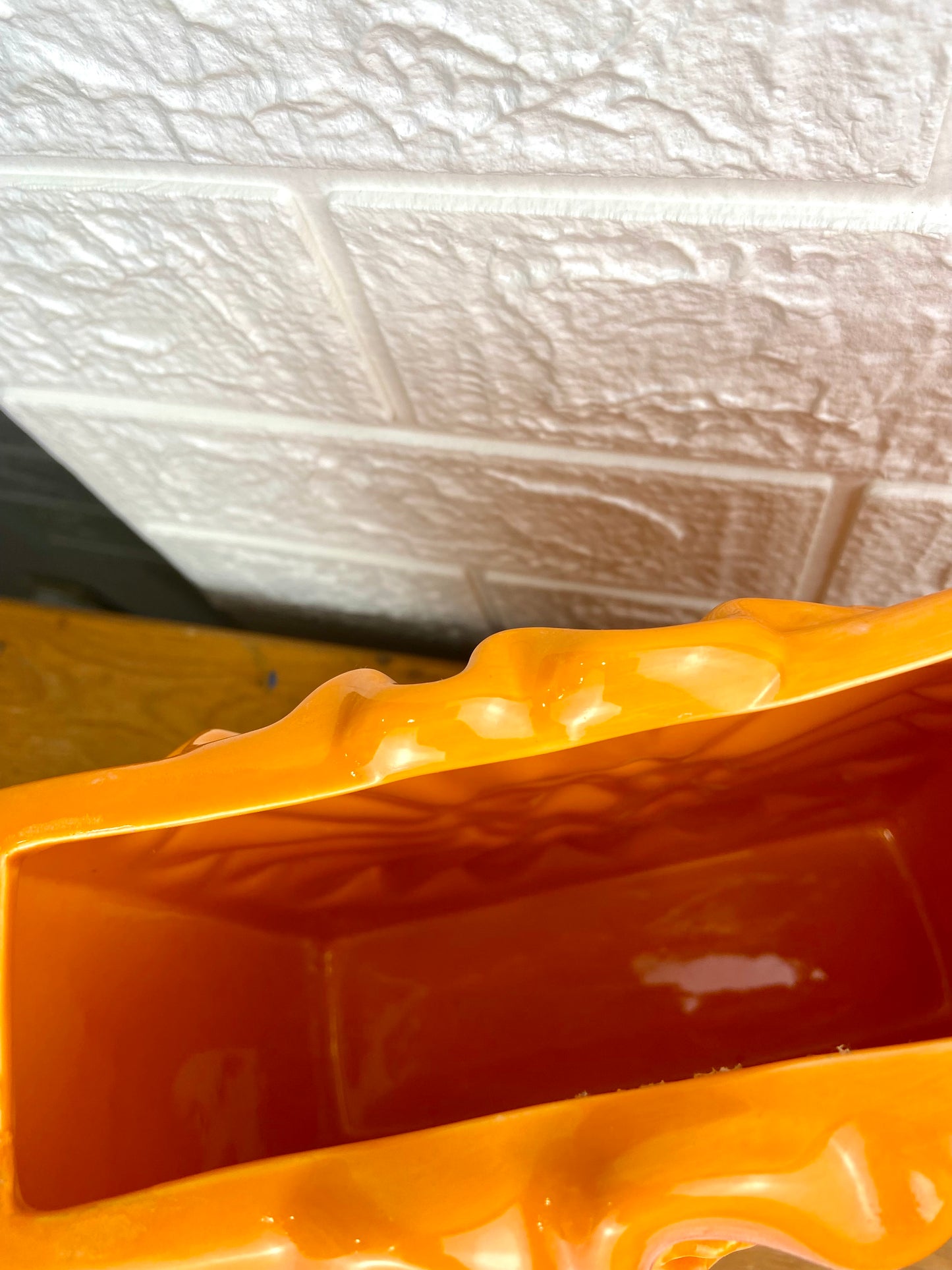 Orange Ceramic Vase with 3D Flower