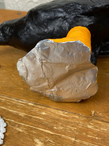 Handmade Paper Mache Crow in Rain Boots
