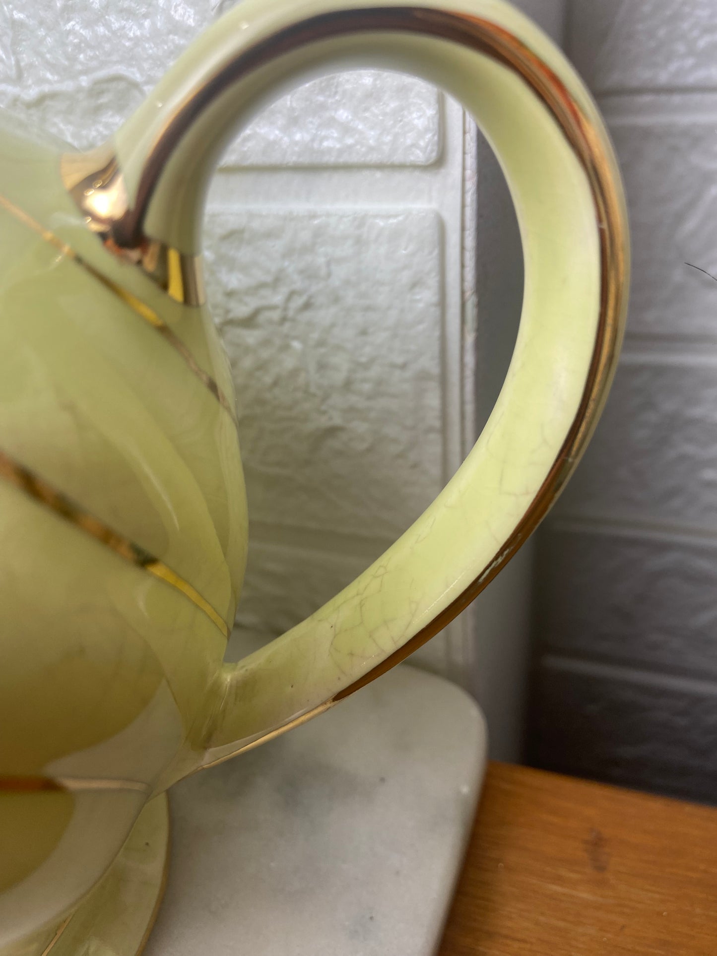 Sadler Yellow Rippled Teapot with Open Sugar Bowl and Creamer Set