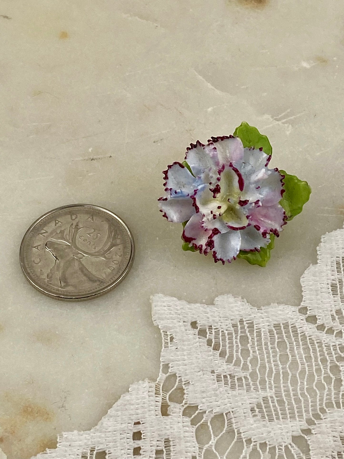 Small Hand Painted Porcelain Flower Brooch