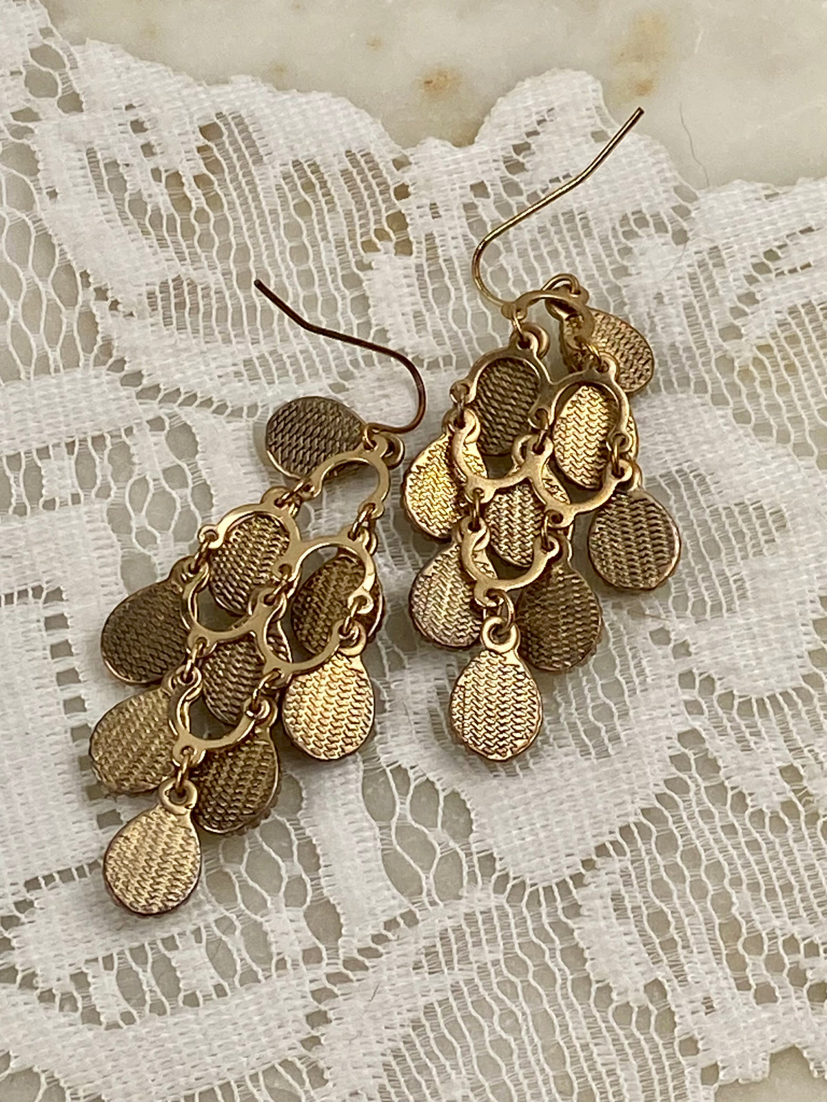 Lemon Yellow Chandelier Earrings with Faceted Stones [Hooks]