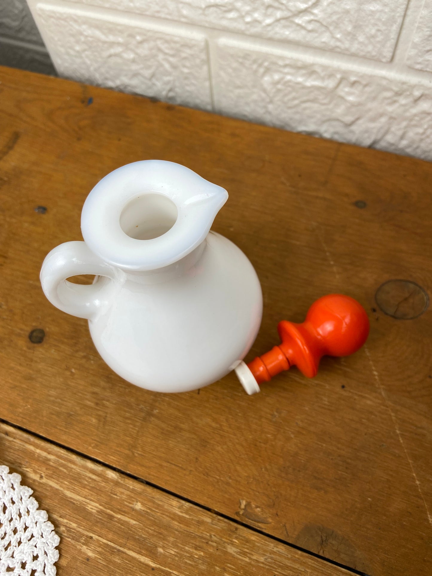 Vintage Avon | Milk Glass Pitcher; Strawberries and Cream Bath Foam (Empty)