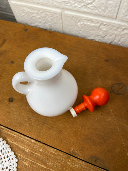 Vintage Avon | Milk Glass Pitcher; Strawberries and Cream Bath Foam (Empty)