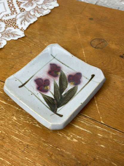 Small Square Hand painted Pottery Trinket Dish