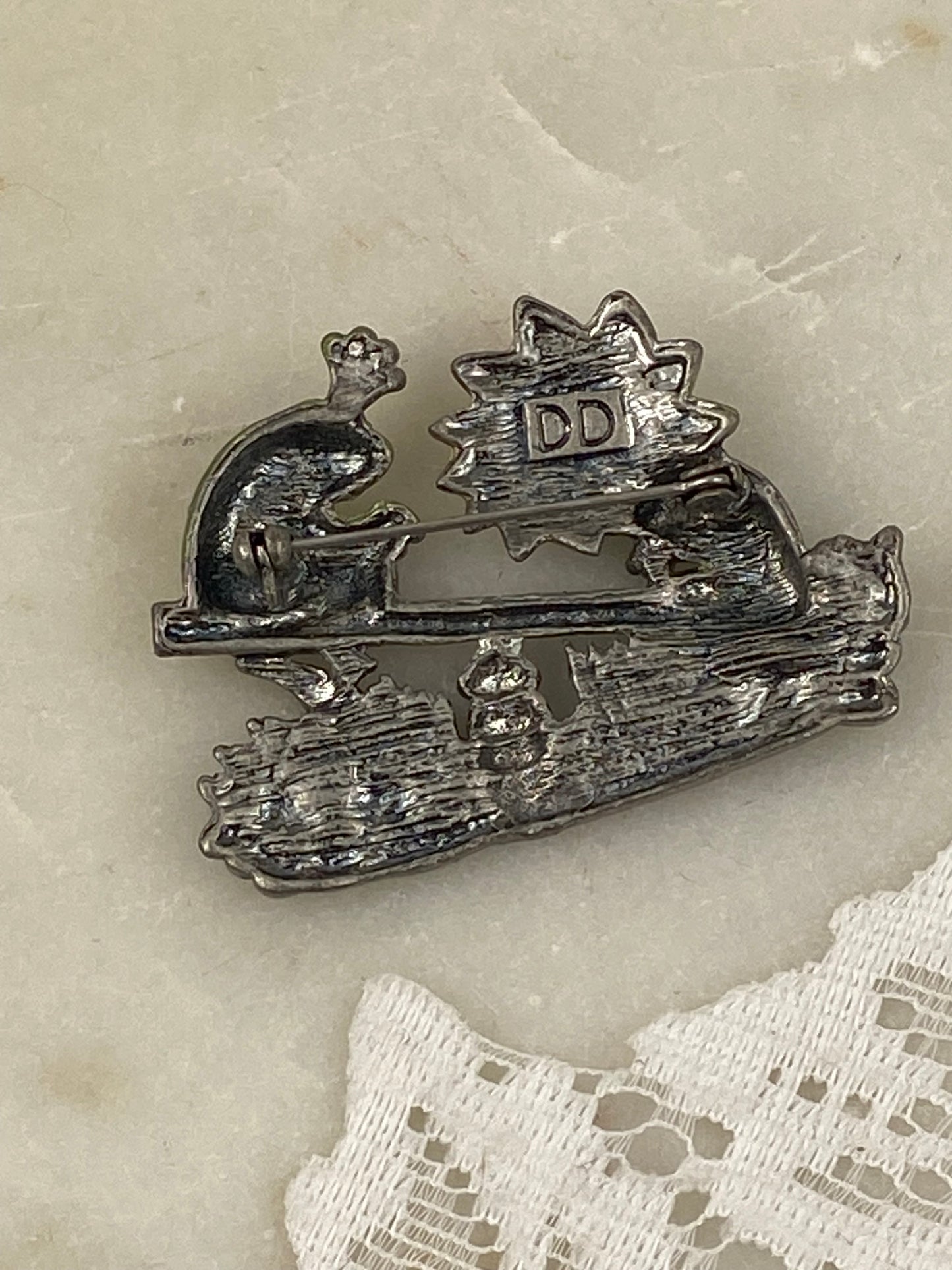 Pewter Frogs on See-Saw Brooch by Darling Dash