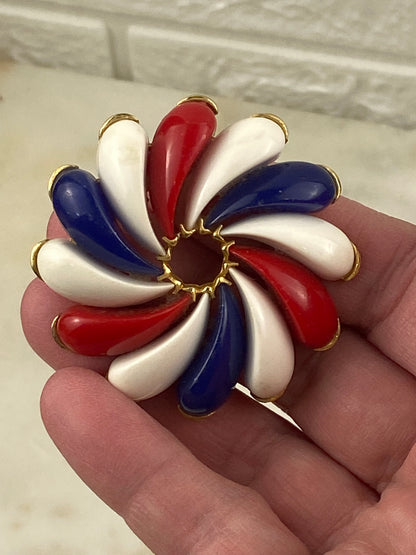 Red, White and Blue Pinwheel Brooch