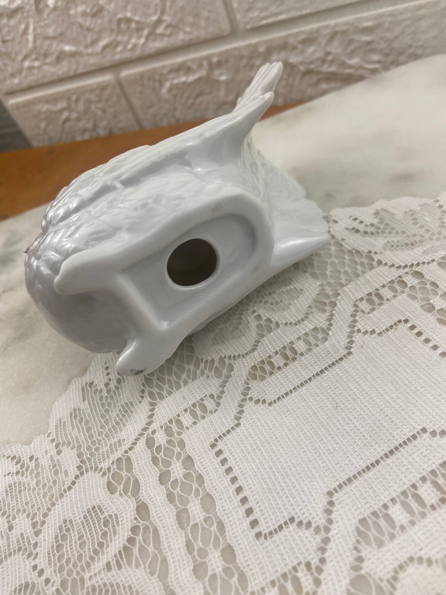 Ceramic White Dove Tapered Candle Holder