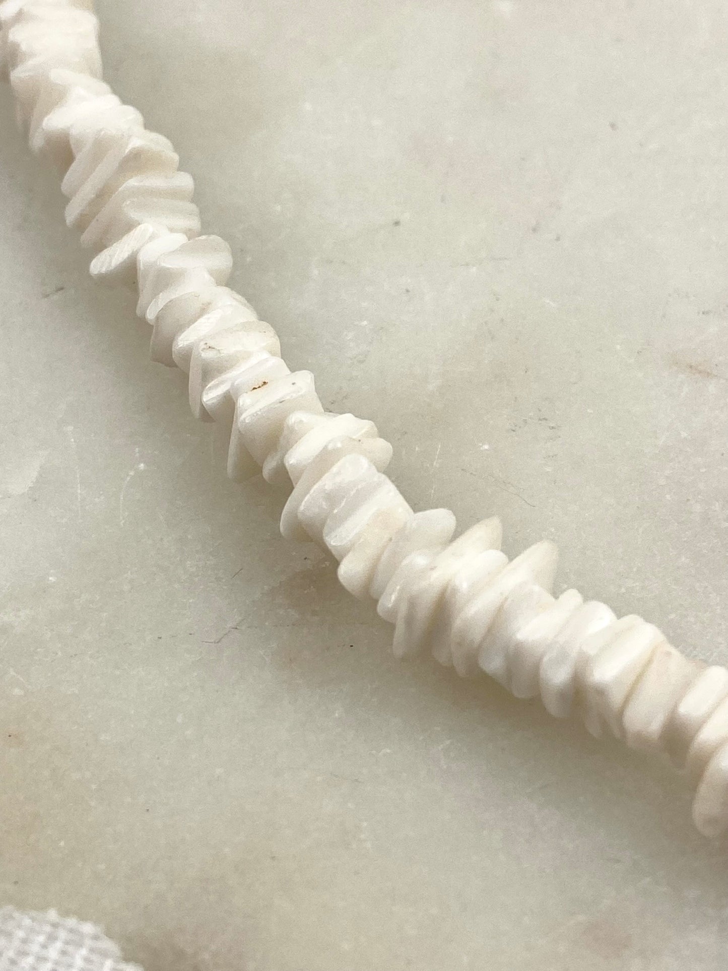 Beach Style White Puka Shell Necklace 19"