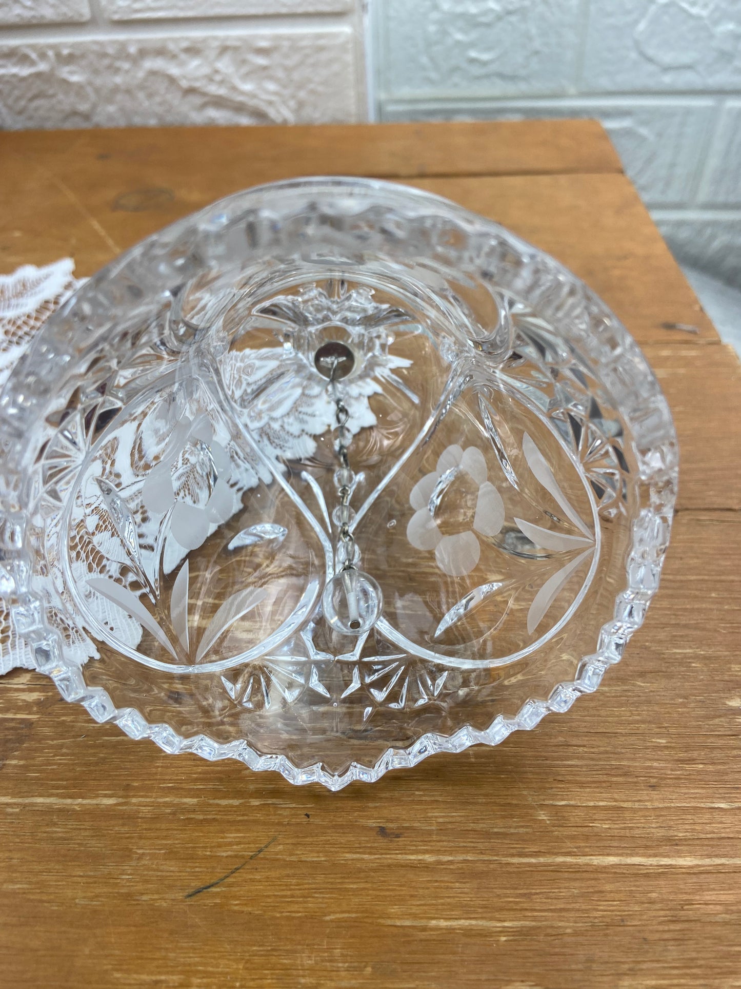 8” Crystal Bell with Etched Flowers | 24% Lead Crystal