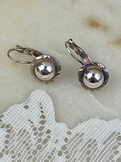 Hammered Metal Earrings for Pierced Ears by JG Hook [Lever Back]