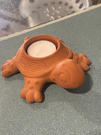 Retired Terracotta Tea Light Votive by Partylite | Turtle Frog Snail
