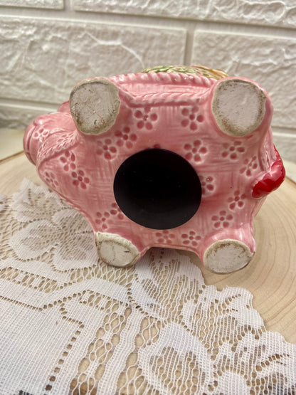 Pink and Green Ceramic Snail Coin Bank