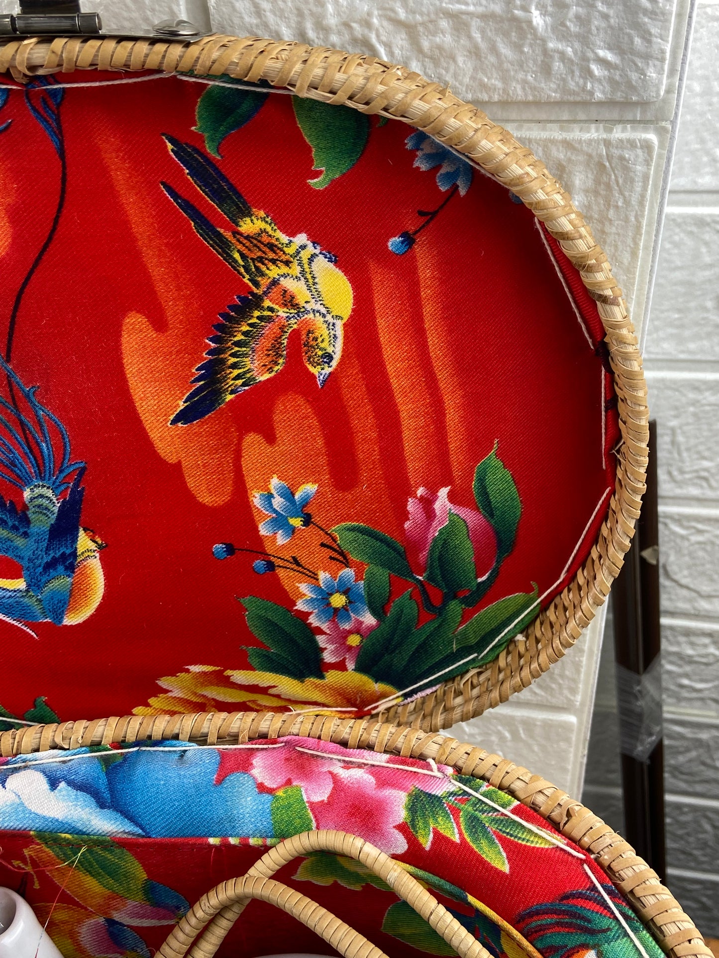 4 x Piece Chinese Tea Set with Padded Wicker Basket