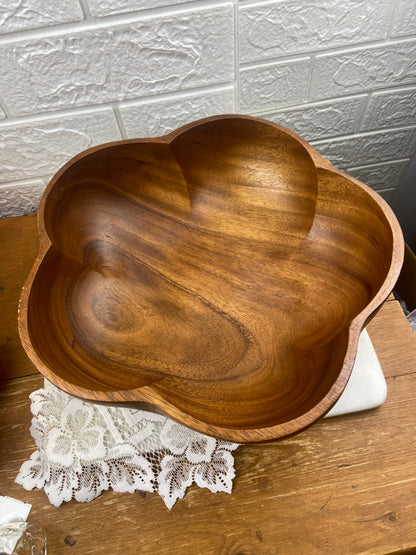 Flower-Shaped Wooden Bowl
