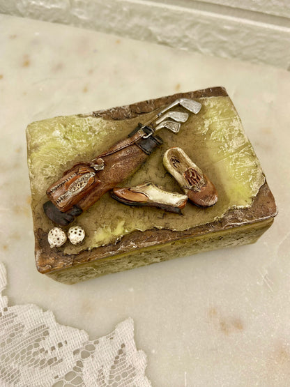 Resin Golf-Themed Trinket Box with Lid