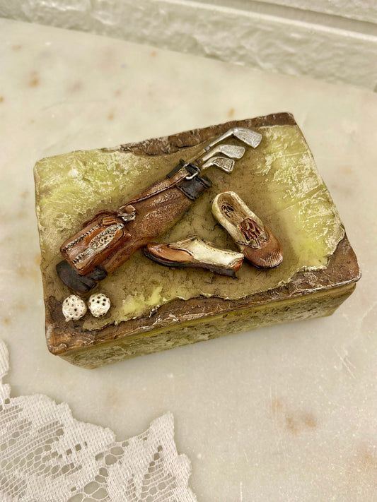 Resin Golf-Themed Trinket Box with Lid