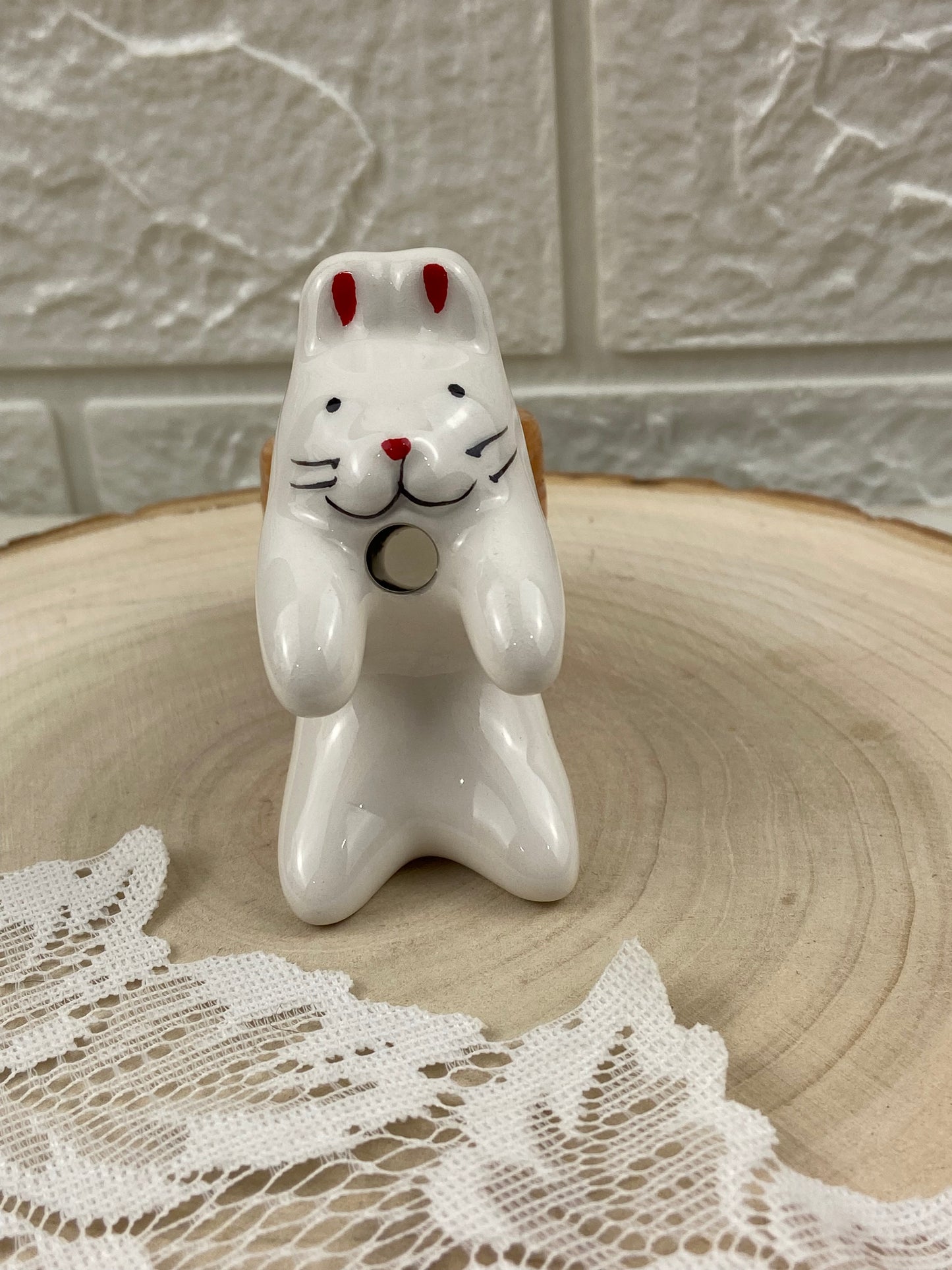 Glossy Porcelain Bunny Toothpick Holder