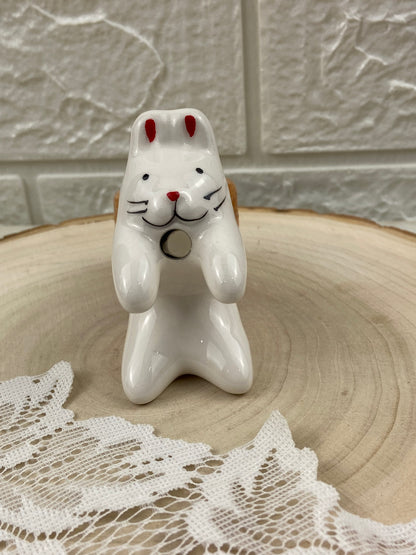 Glossy Porcelain Bunny Toothpick Holder