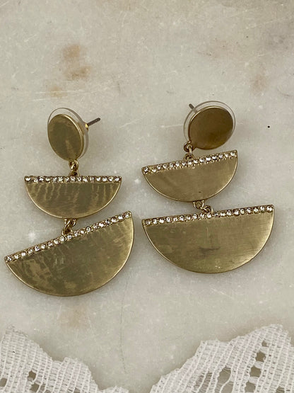 Gold-Tone Tiered Disk Earrings for Pierced Ears [Posts]