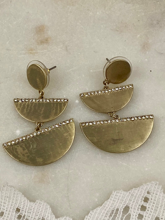 Gold-Tone Tiered Disk Earrings for Pierced Ears [Posts]