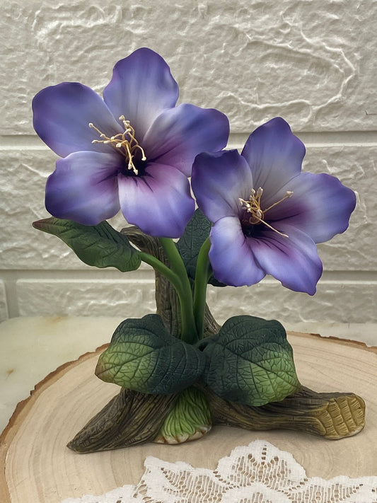 Hand Painted Bisque Porcelain Purple Hellebore Flowers | Andrea by Sadek
