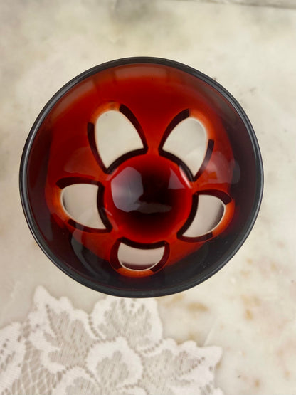 Ruby Red Cut-to-Clear ‘Gothic Arches’ Crystal Goblet by Cristal d'Arques-Durand |