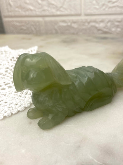 Carved Green Stone Dog