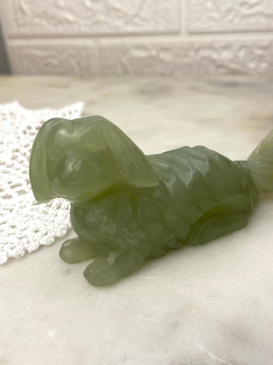 Carved Green Stone Dog