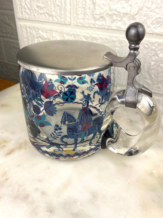 Authentic West German Beer Stein | Man on a Horse with Dogs