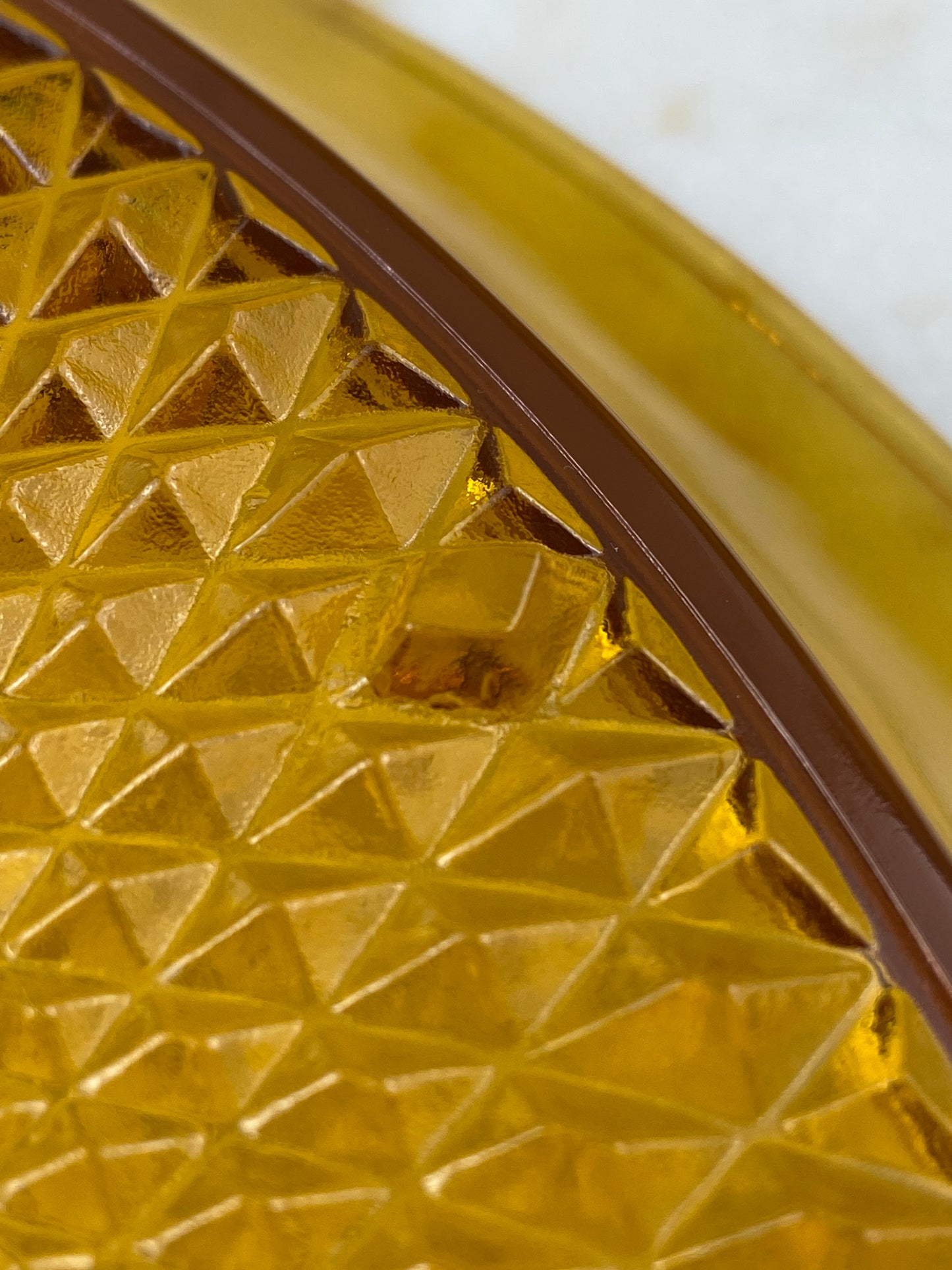 Vintage Amber Glass Covered Butter Dish by Indiana Glass Company | Diamond Point Pattern MCM