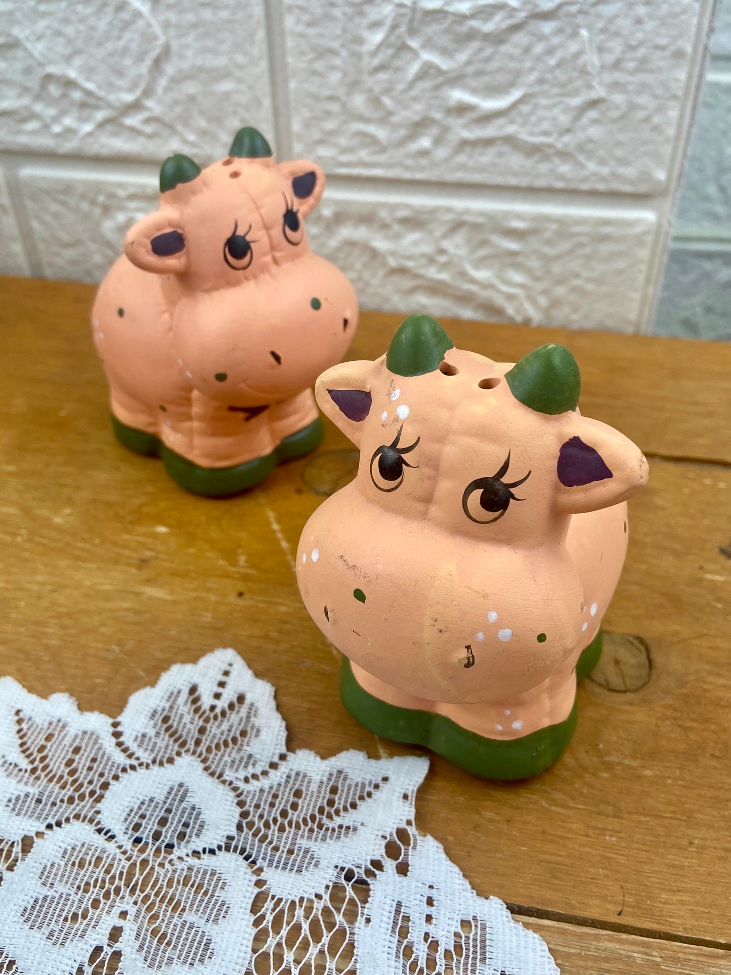 Pair of Teracotta Cows | Novelty Salt & Pepper Shakers