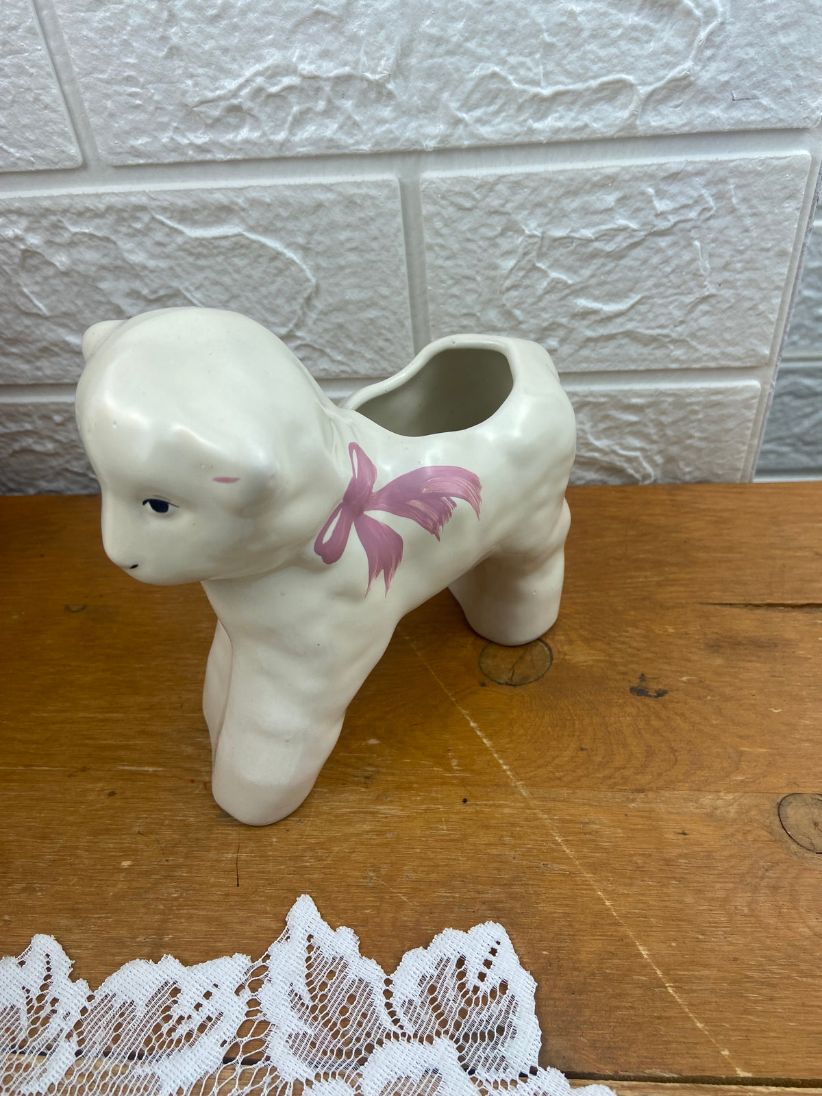 Hand Painted Ceramic Lamb Planter