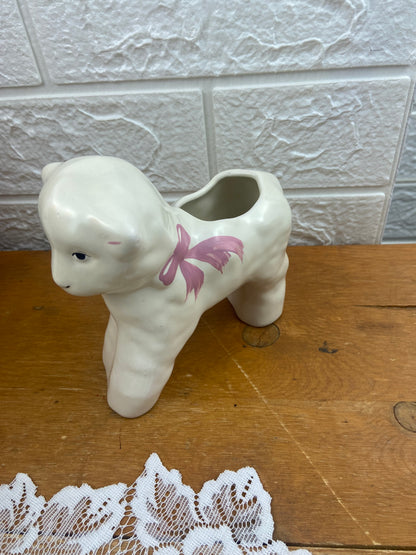 Hand Painted Ceramic Lamb Planter