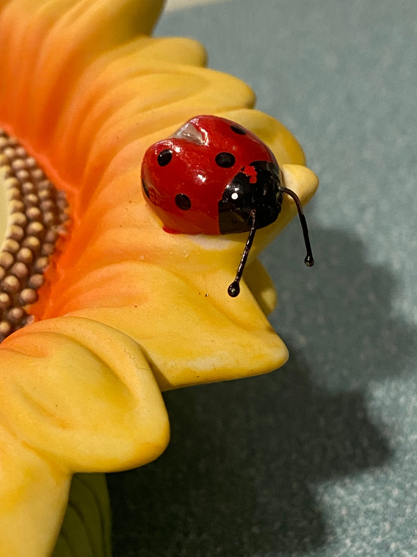 Bisque Porcelain Sunfower Candle Votive with Ladybug by Partylite