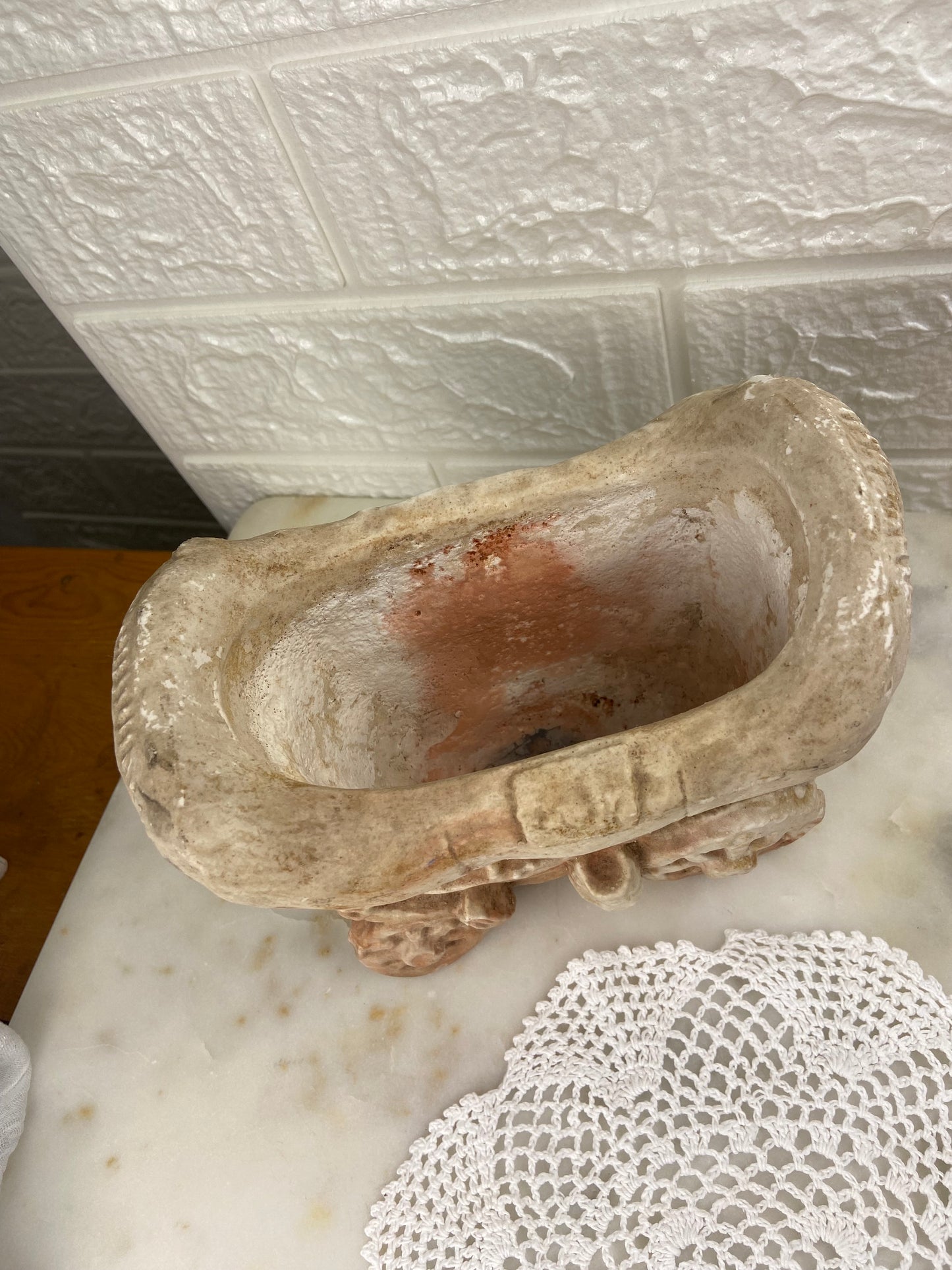 Marbled Clay Wagon Planter by Comanche Pottery