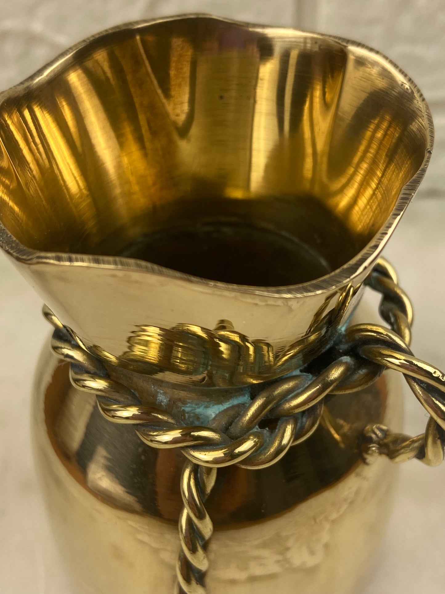 Polished Brass ‘Coin Bag’ with Twisted Rope Detail